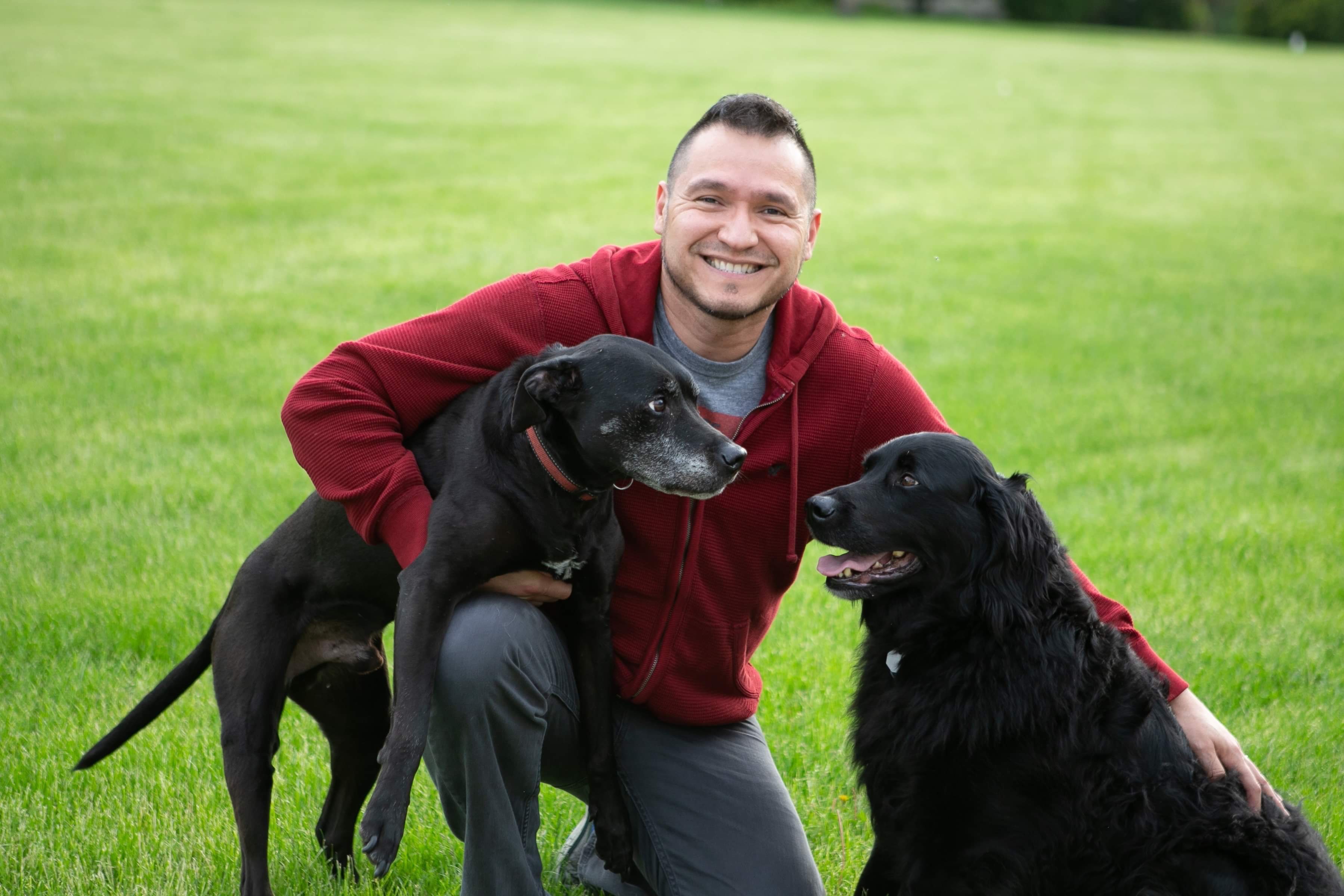 Erwin Lares with his dogs